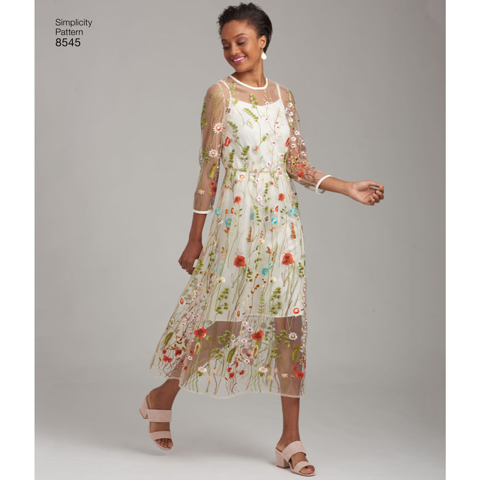 8545 Misses' and Miss Petite Dress and Top. Size: 30-46