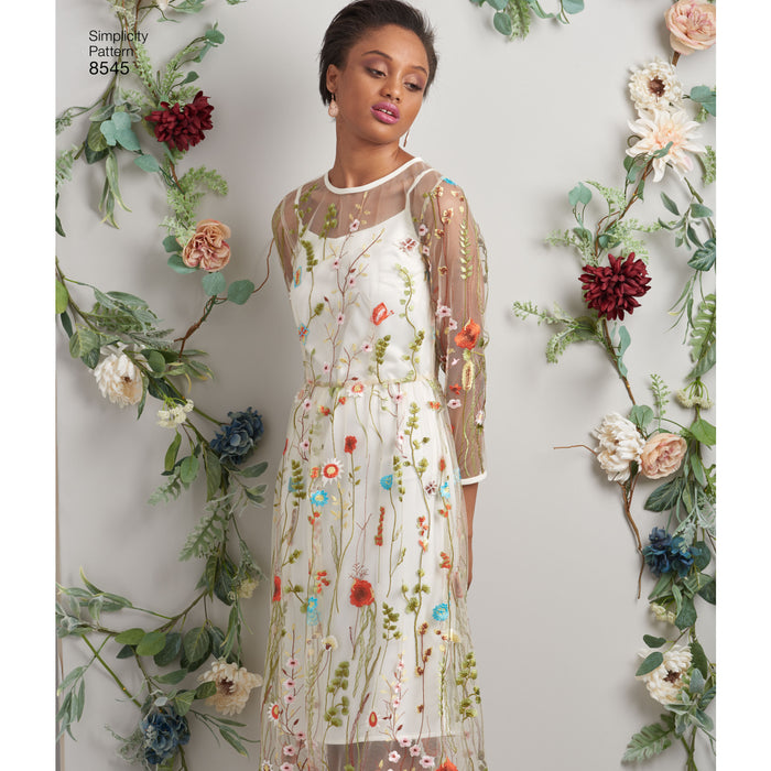 8545 Misses' and Miss Petite Dress and Top. Size: 30-46