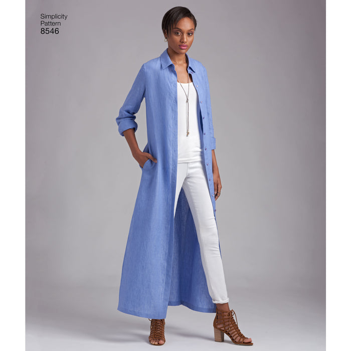 8546 Misses' and Miss Petite Shirt Dresses. Size: 32-50