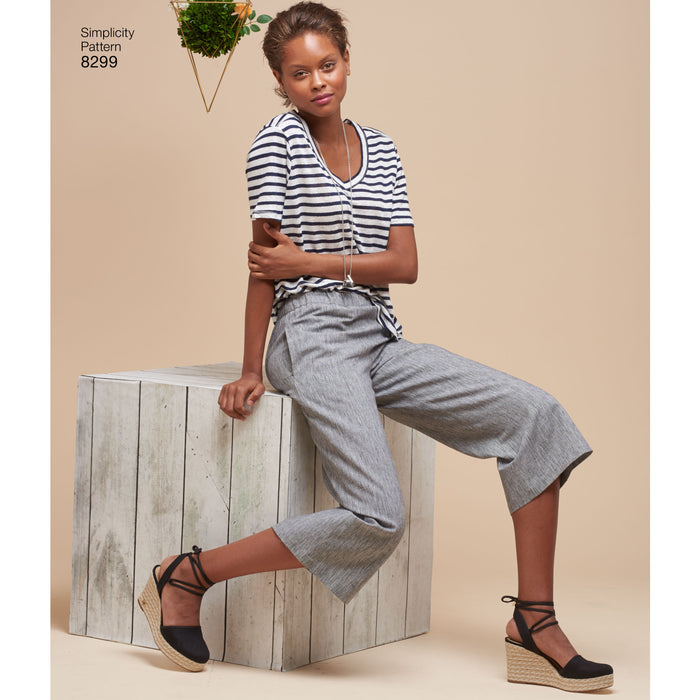 8299 Misses' Skirts or Pants in Various Lengths. Size: 32-48