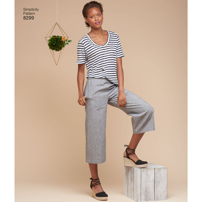 8299 Misses' Skirts or Pants in Various Lengths. Size: 32-48