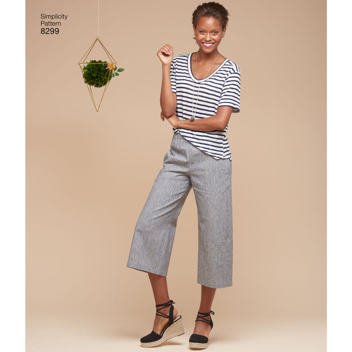 8299 Misses' Skirts or Pants in Various Lengths. Size: 32-48