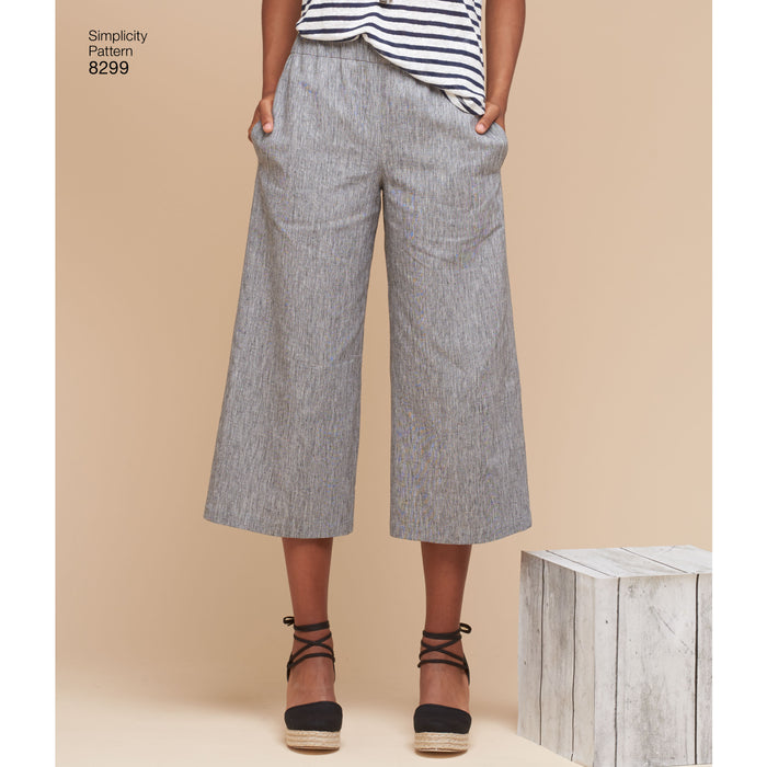 8299 Misses' Skirts or Pants in Various Lengths. Size: 32-48