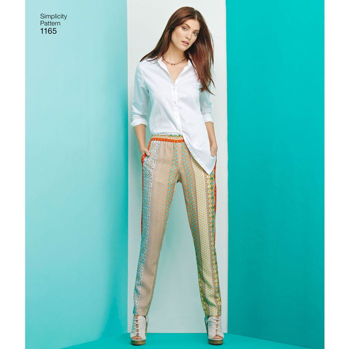 1165 Misses' Pull-on Pants, Long or Short Shorts. Size: 32-48