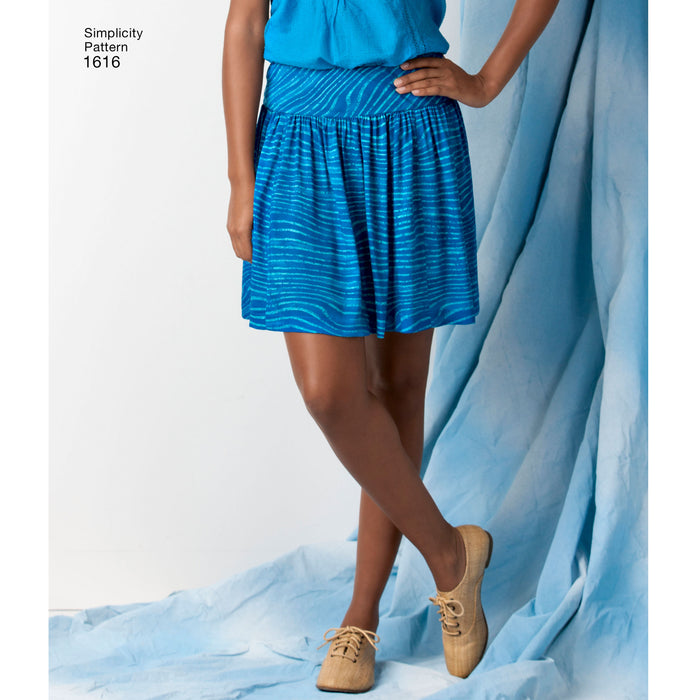 1616 Misses' Knit or Woven Skirts. Size: 34-48