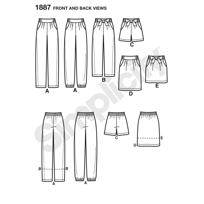 1887 Misses' Pants & Skirts. Size: 34-50