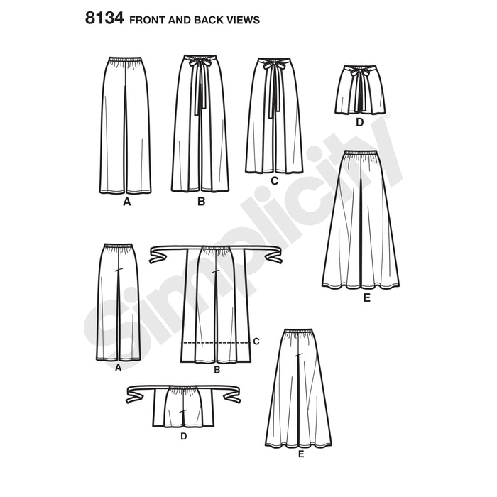 8134 Misses' Easy-to-Sew Pants and Shorts. Size: 32-48