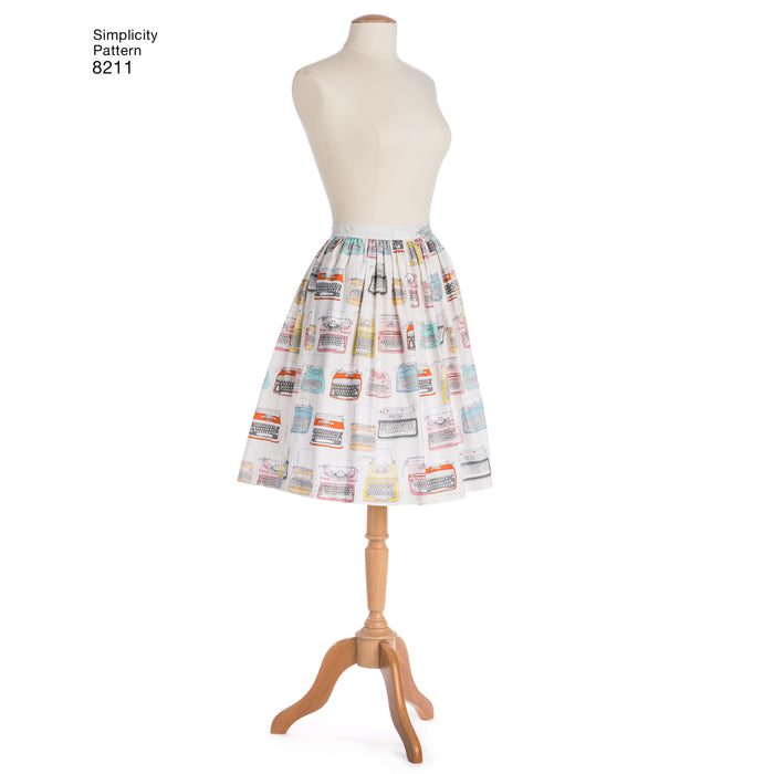 8211 Misses' Dirndl Skirts in Three Lengths. Size: 30-48