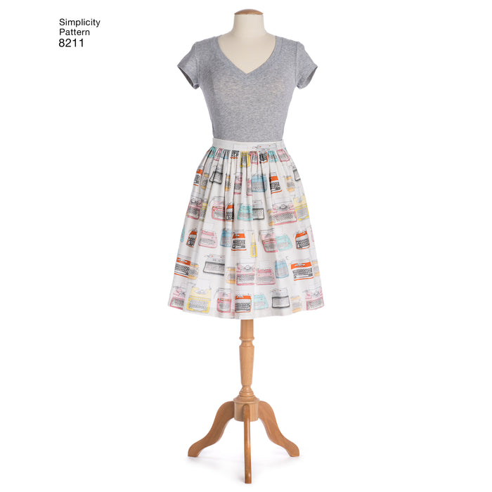 8211 Misses' Dirndl Skirts in Three Lengths. Size: 30-48