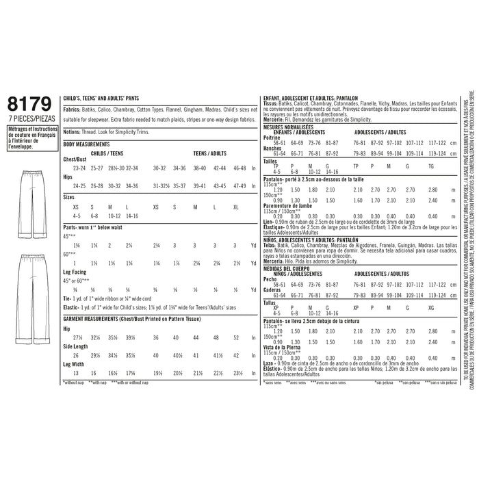 8179 Child, Teen and Adult Lounge Pants. Size: Kid´s XS-L (4-16 y) / Adults XS-XL