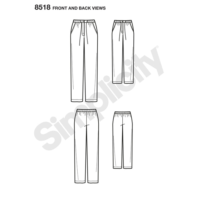 S8518 Girls' and Misses' Slim Fit Lounge Pants. Size: Kid´s S-L (7-16 y) / Adults XS-XL (32-50)