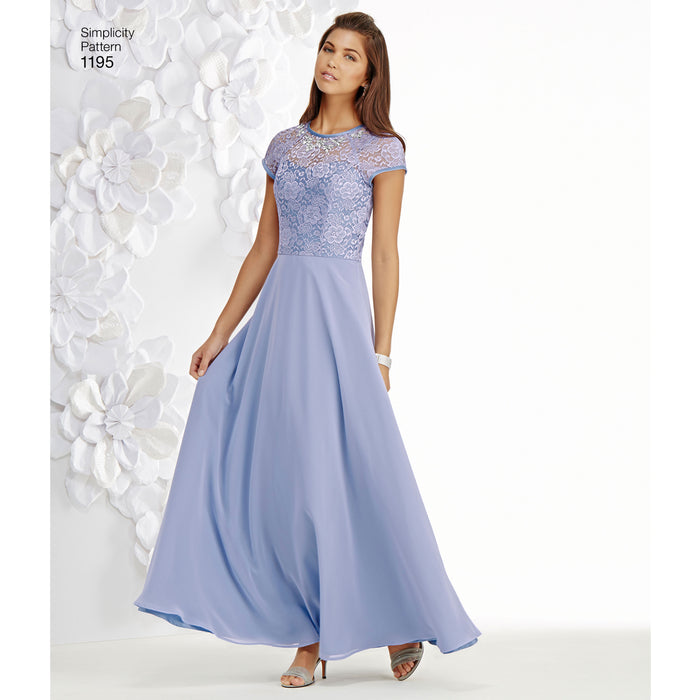 1195 Misses' and Miss Petite Special Occasion Dress. Size: 30-46