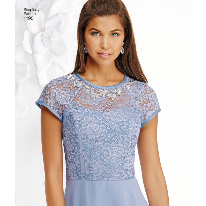 1195 Misses' and Miss Petite Special Occasion Dress. Size: 30-46