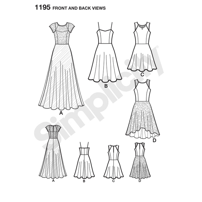 1195 Misses' and Miss Petite Special Occasion Dress. Size: 30-46