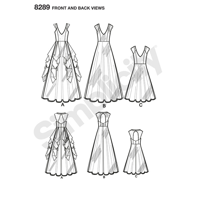 8289 Misses' Special Occasion Dresses. Size: 30-46