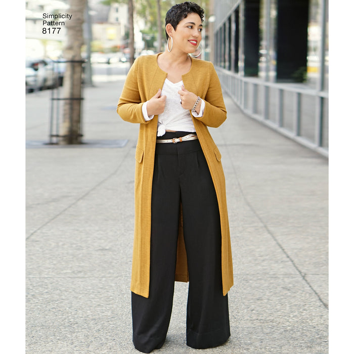 8177 Mimi G Style Pants, Coat or Vest, and Knit Top for Miss and Plus Sizes. Size: 36-54