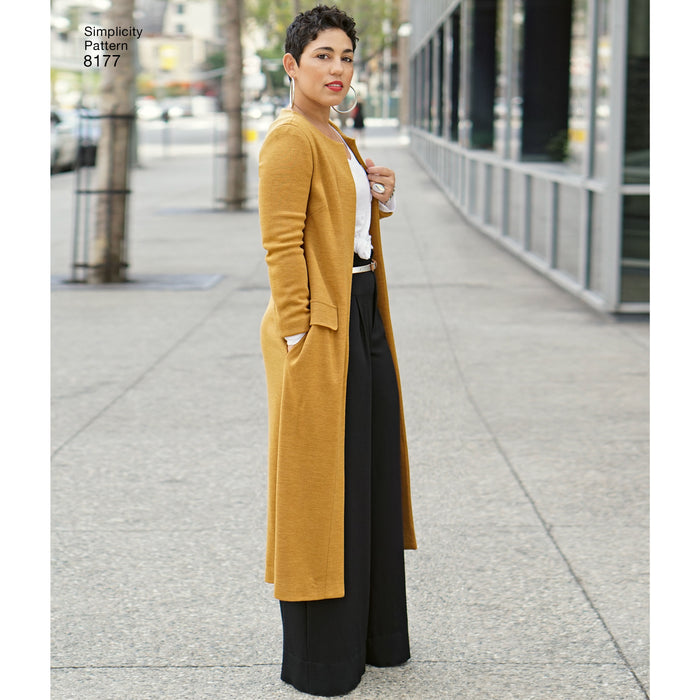 8177 Mimi G Style Pants, Coat or Vest, and Knit Top for Miss and Plus Sizes. Size: 36-54