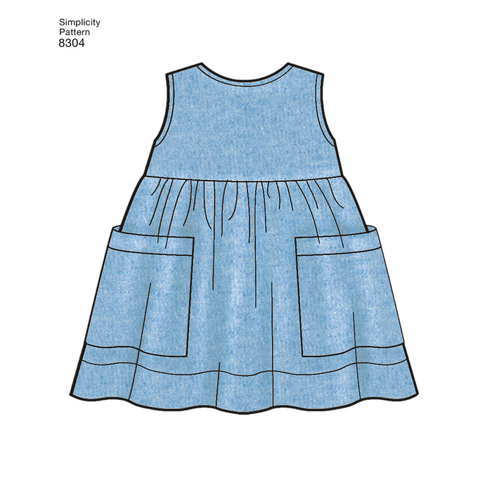 8304 Babies' Leggings, Top, Dress, Bibs and Headband. Size: XXS-L (0-18 m)