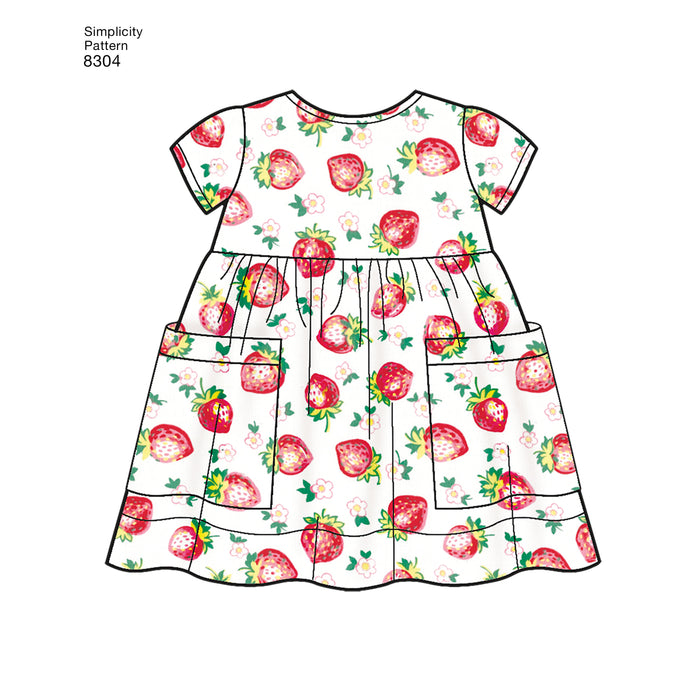 8304 Babies' Leggings, Top, Dress, Bibs and Headband. Size: XXS-L (0-18 m)