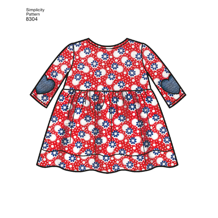 8304 Babies' Leggings, Top, Dress, Bibs and Headband. Size: XXS-L (0-18 m)