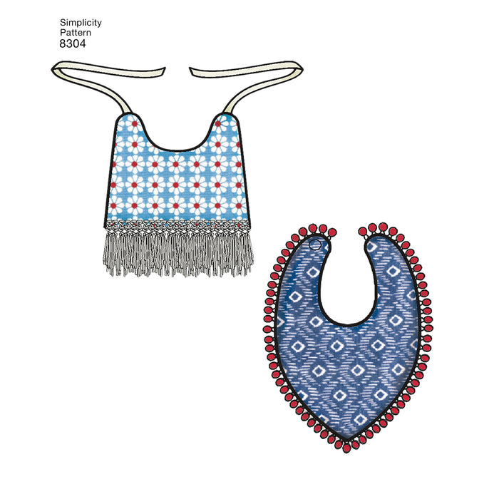 8304 Babies' Leggings, Top, Dress, Bibs and Headband. Size: XXS-L (0-18 m)