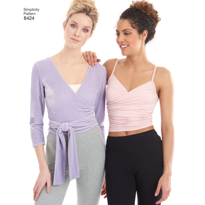 8424 Misses' Knit Leggings in Two Lengths and Three Top Options. Size: XXS-SSL (30-52)
