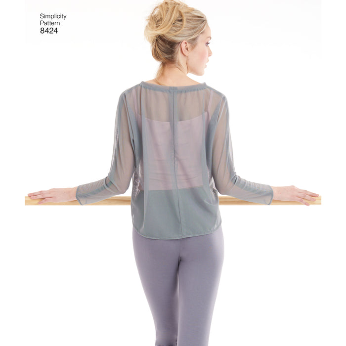 8424 Misses' Knit Leggings in Two Lengths and Three Top Options. Size: XXS-SSL (30-52)