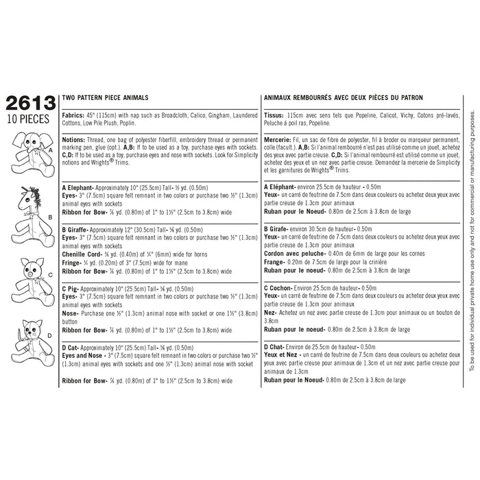 2613 Crafts: Stuffed Animals. Size: One Size