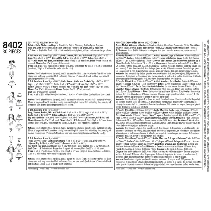 8402 23" Stuffed Dolls with Clothes. Size: One Size