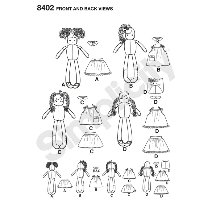 8402 23" Stuffed Dolls with Clothes. Size: One Size