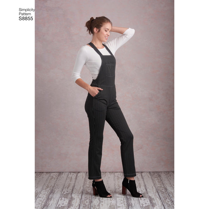 S8855 Misses' Knit Overalls. Size: 32-48