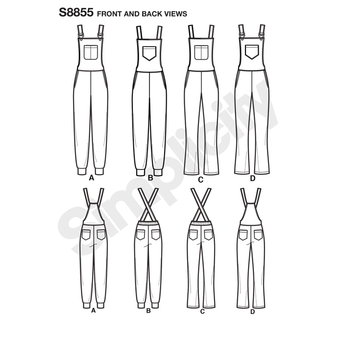 S8855 Misses' Knit Overalls. Size: 32-48