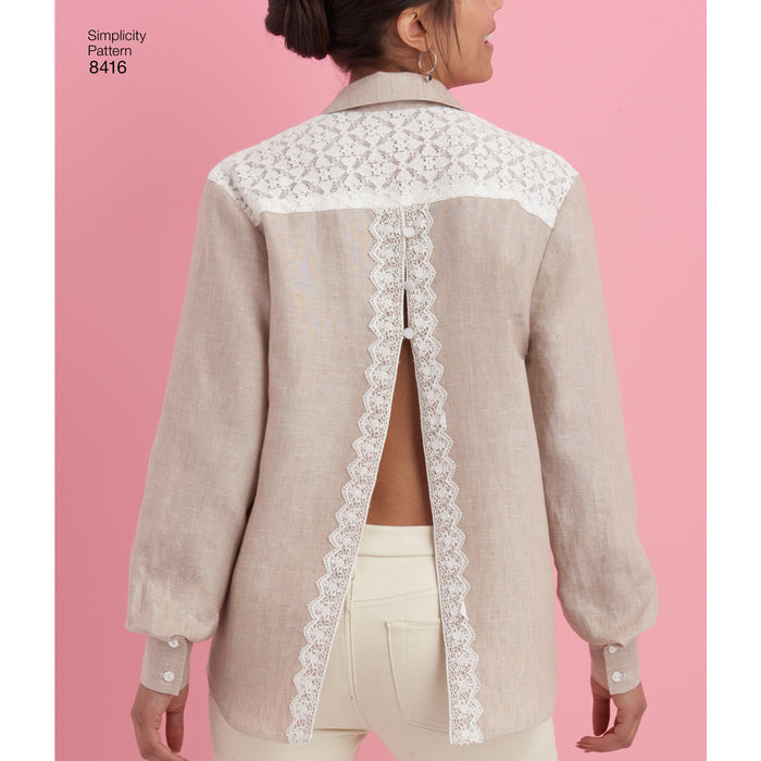 8416 Misses' Shirt with Back Variations. Size: 32-50