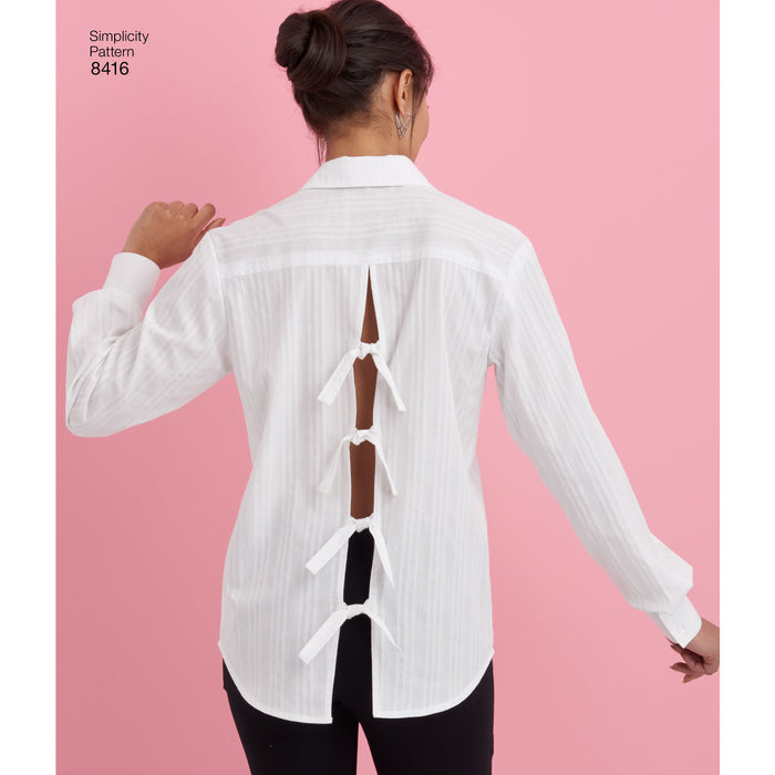 8416 Misses' Shirt with Back Variations. Size: 32-50