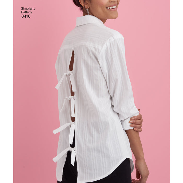 8416 Misses' Shirt with Back Variations. Size: 32-50