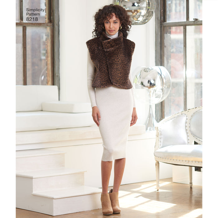 8218 Misses' Easy-to-Sew Jackets and Vest. Size: XS-XL (32-50)