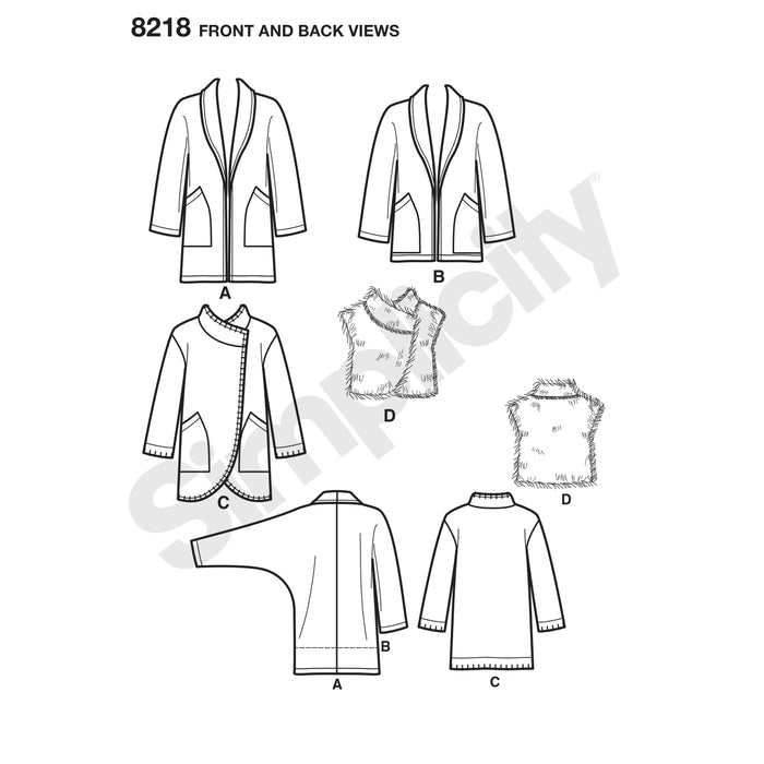 8218 Misses' Easy-to-Sew Jackets and Vest. Size: XS-XL (32-50)