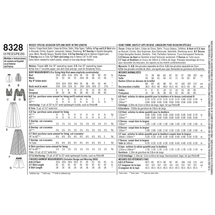 8328 Misses' Special Occasions Dress. Size: 30-46