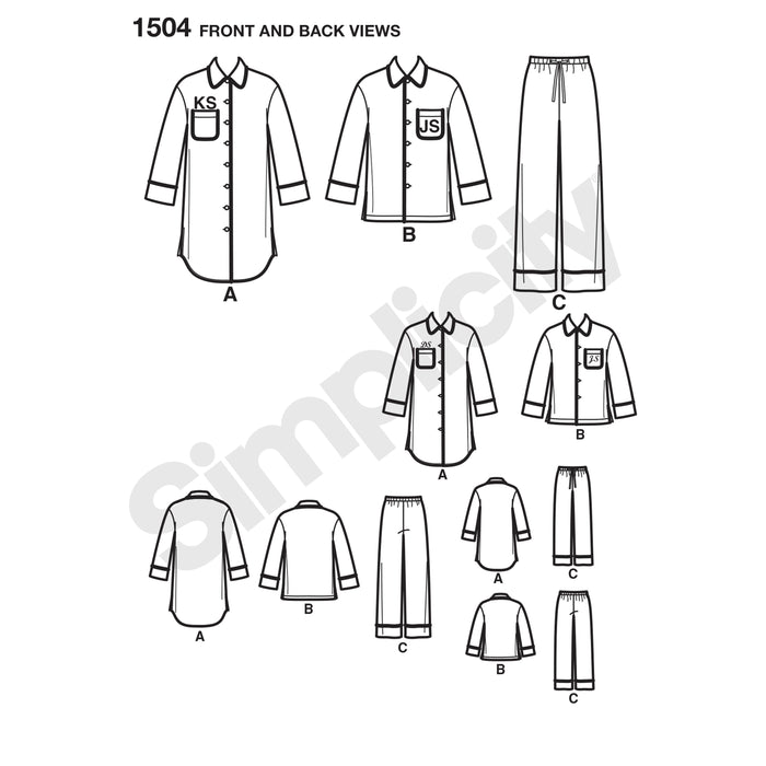 1504 Child's, Teens' and Adults' Loungewear. Size: Kid´s XS-L (4-16 y) / Adults XS-XL