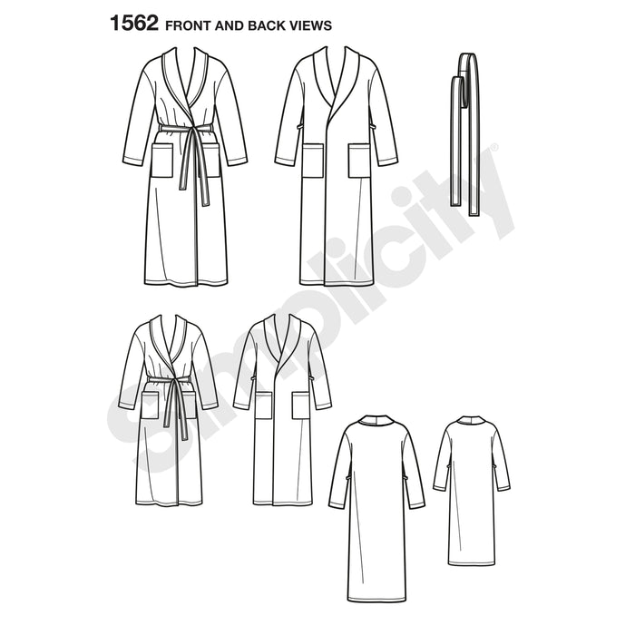 1562 Child's, Teens' and Adults' Robe and Belt. Size: XS-L / XS-XL