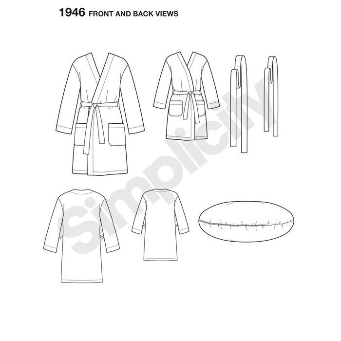 1946 Learn to Sew Child's Teen's & Adults' Robe. Size: Kid´s XS-L (4-16 y) / Adults XS-XL
