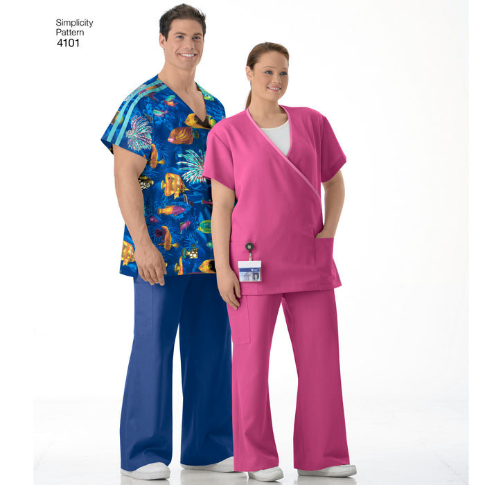 4101 Women's & Men's Plus Size Scrubs. Size: S-XXXL