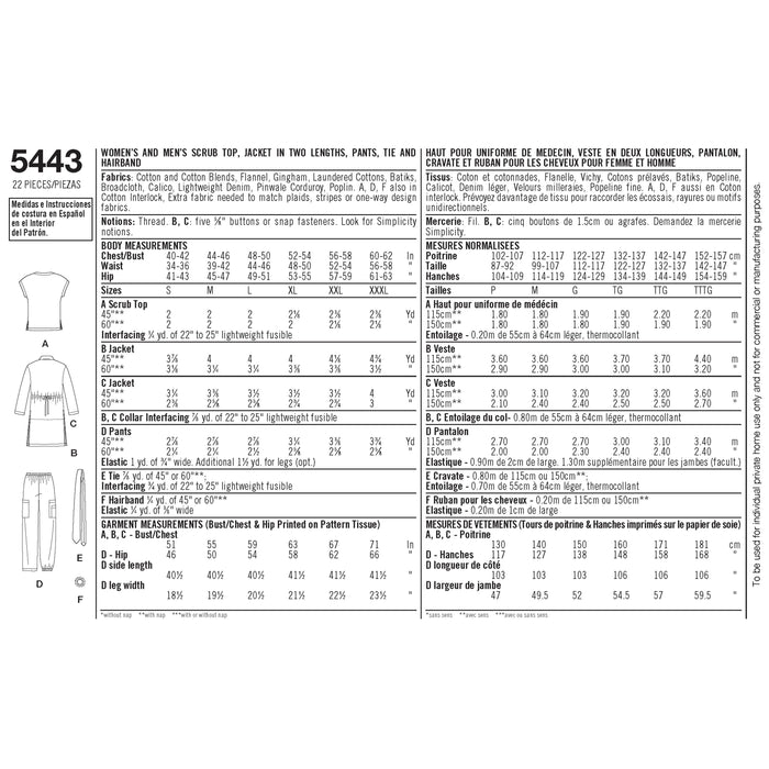5443 Women's & Men's Plus Size Scrubs. Size: S-XXXL