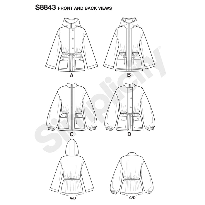 S8843 Misses' Anorak Jacket. Size: XXS-XXL (30-52)