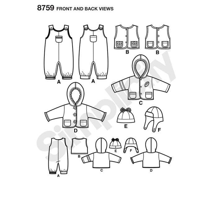 8759 Babies' Sportswear. Size: XXS-L (0-18m)